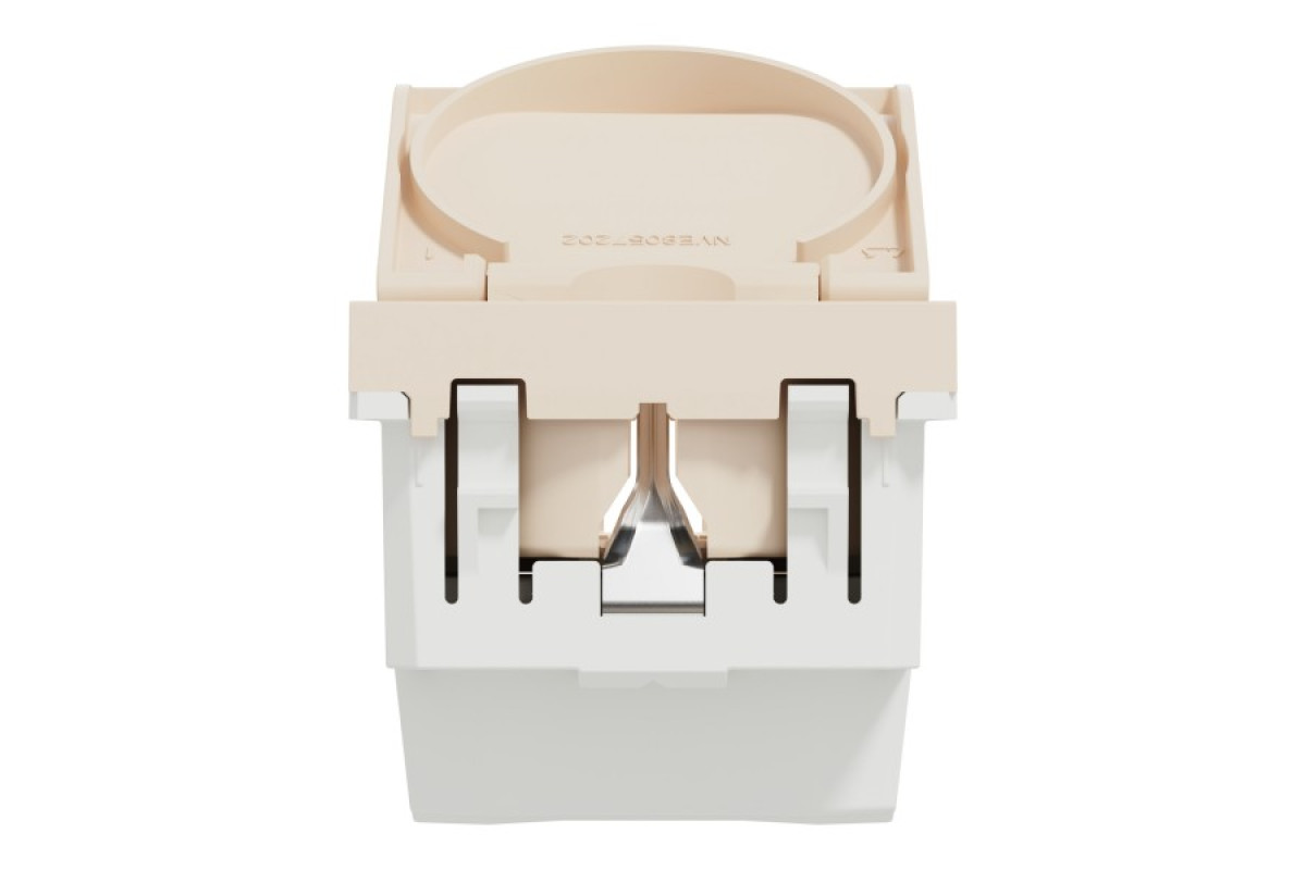 Розетка з заземленням, шторками та кришкою, гвинтові зажими, бежева Unica New (NU303744TA)