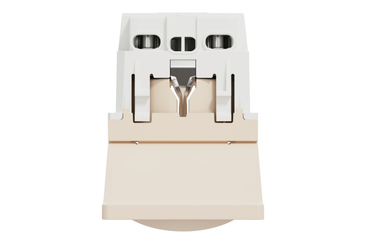 Розетка з заземленням, шторками та кришкою, гвинтові зажими, бежева Unica New (NU303744TA)