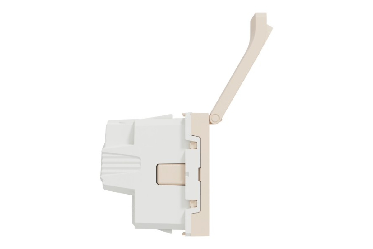 Розетка з заземленням, шторками та кришкою, гвинтові зажими, бежева Unica New (NU303744TA)