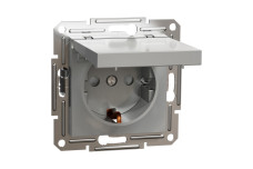 Розетка з кришкою, з заземленням Asfora Алюміній (EPH3100161)