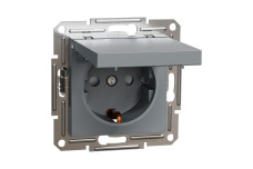 Розетка з кришкою, з заземленням Asfora Сталь (EPH3100162)