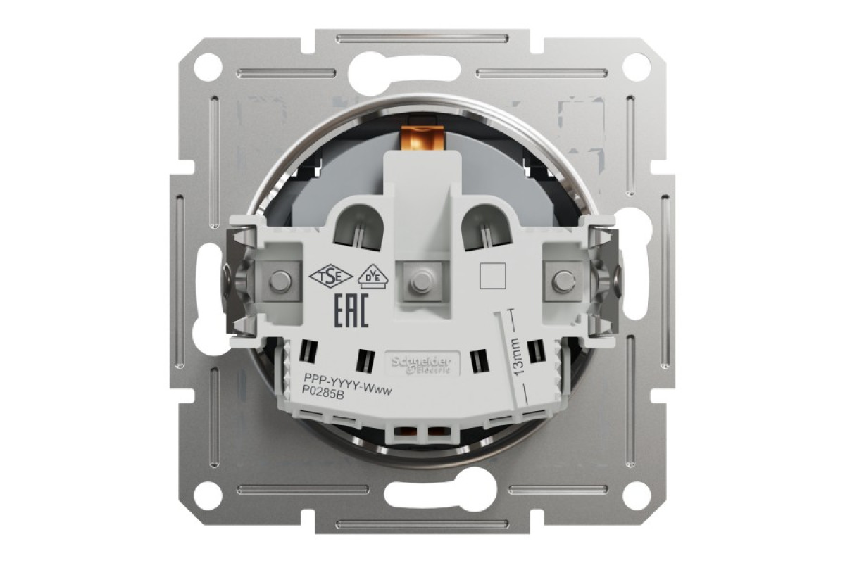 Розетка з кришкою, з заземленням Asfora Сталь (EPH3100162)