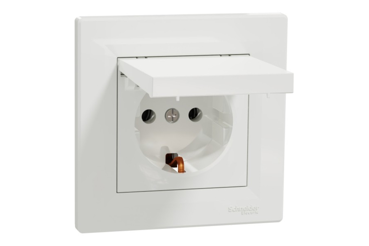 Розетка з кришкою, з заземленням Біла Asfora (EPH3100121)