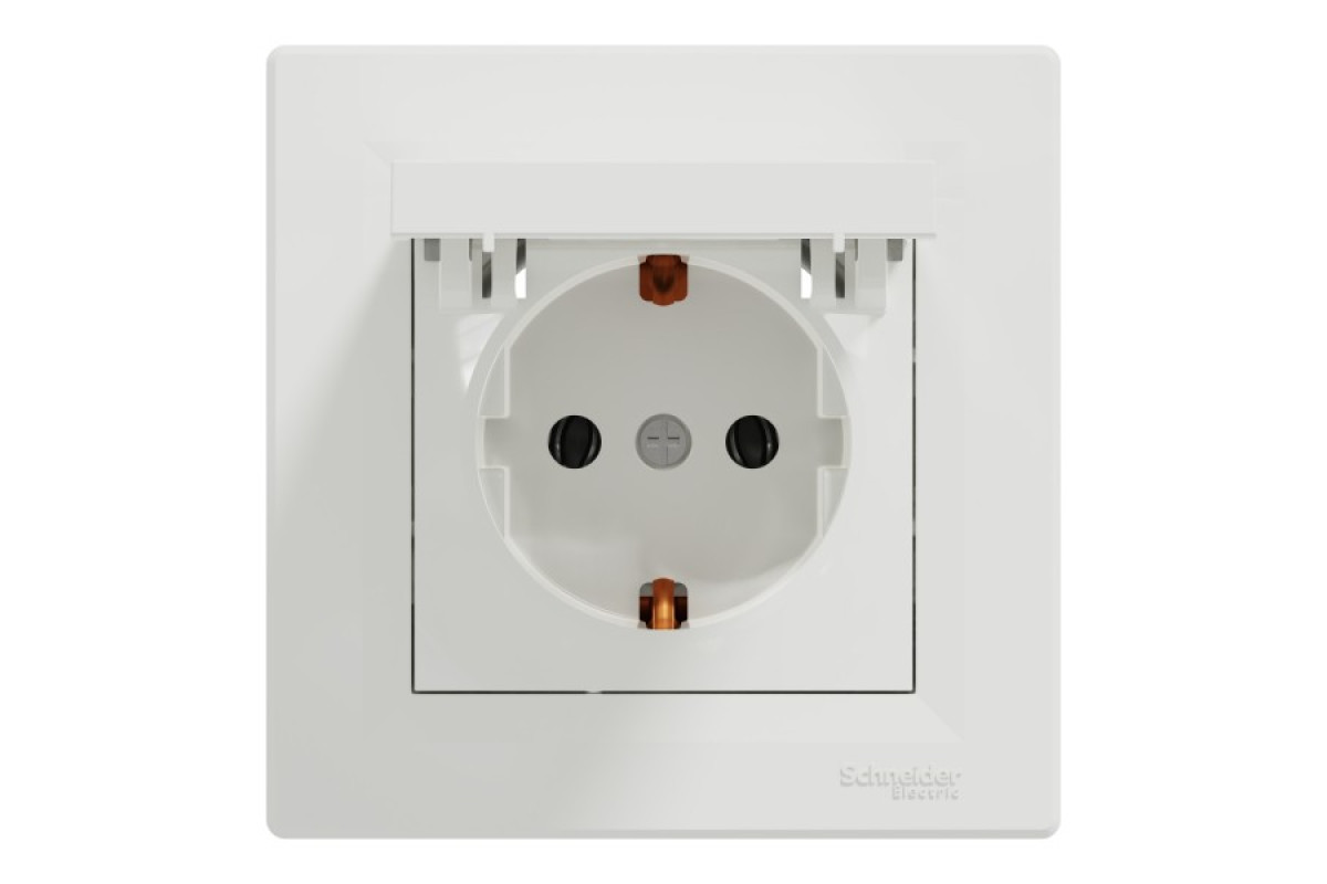 Розетка з кришкою, з заземленням Біла Asfora (EPH3100121)