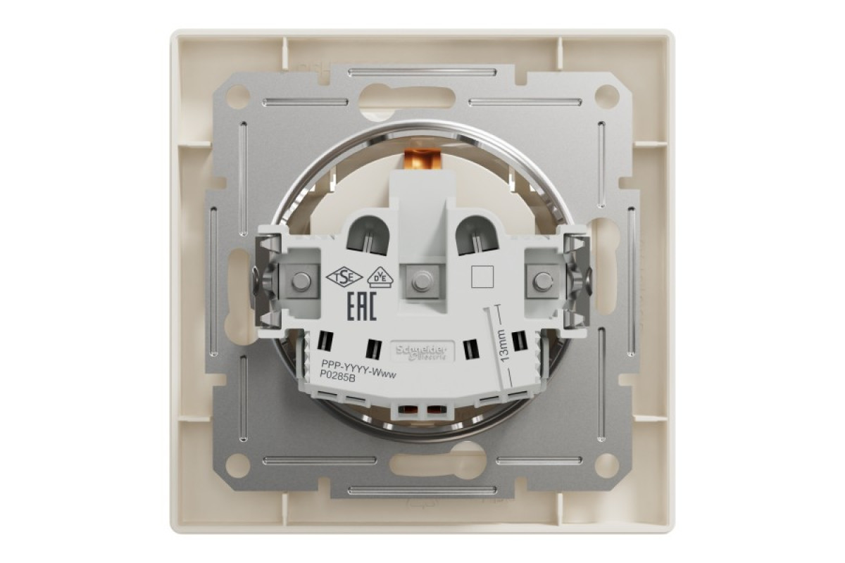 Розетка з кришкою, з заземленням Крем Asfora (EPH3100123)