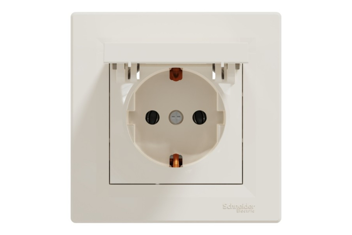 Розетка з кришкою, з заземленням Крем Asfora (EPH3100123)