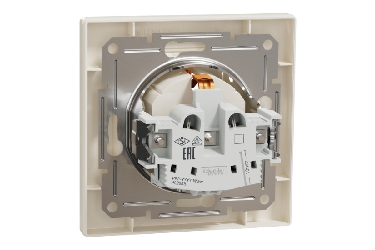 Розетка з кришкою, з заземленням Крем Asfora (EPH3100123)