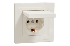 Розетка з кришкою, з заземленням Крем Asfora (EPH3100123)