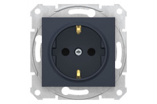 Розетка з самозатискними клемами з заземленням без шторок Sedna Schneider Electric графіт (SDN3001870)