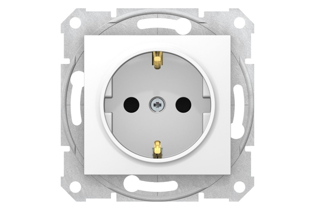Розетка з самозатискними клемами з заземленням зі шторками Sedna Schneider Electric білий (SDN3001721)
