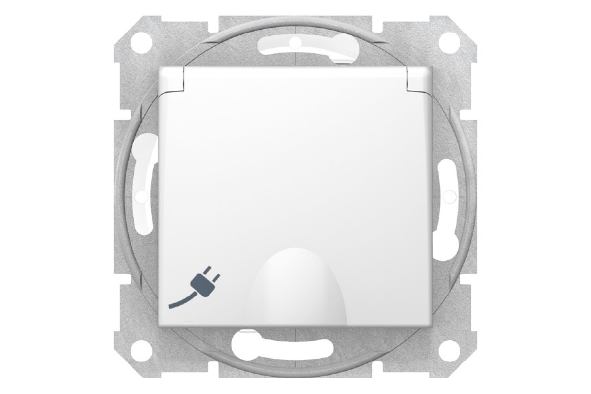 Розетка з самозатискними клемами з заземленням та кришкою Sedna Schneider Electric ip44 білий (SDN3100521)