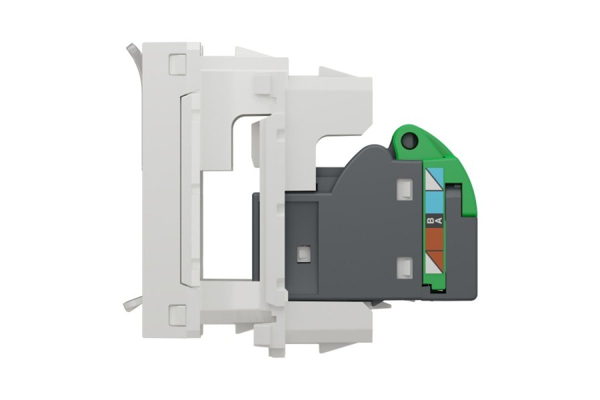 Розетка комп'ютерна RJ45 1-постова 6А FTP пряма з затвором, біла (NU344818)