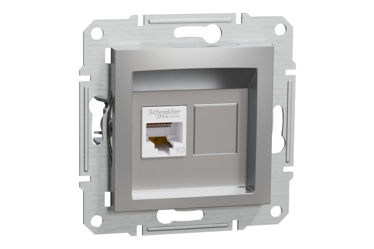 Розетка комп'ютерна RJ45 UTP категорія 5Е Asfora Алюміній (EPH4300161)