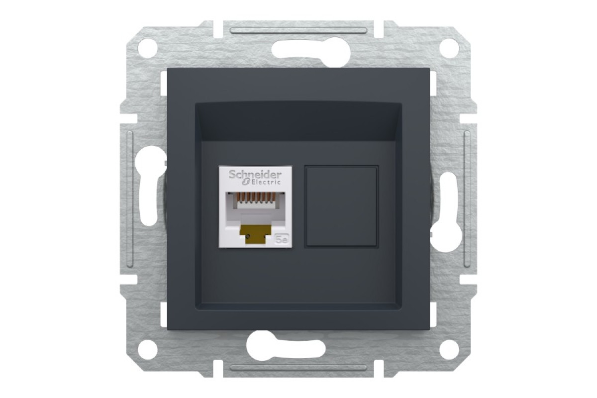 Розетка комп'ютерна RJ45 UTP категорія 5Е Asfora Антрацит (EPH4300171)