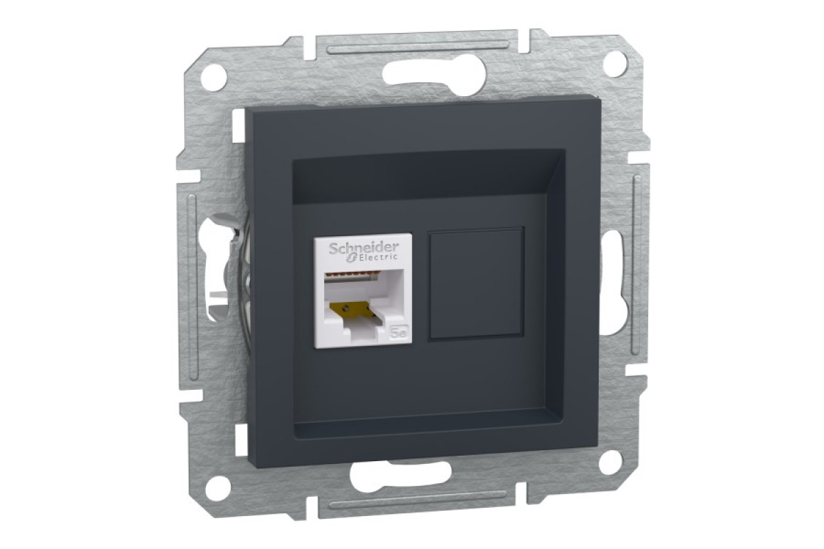 Розетка комп'ютерна RJ45 UTP категорія 5Е Asfora Антрацит (EPH4300171)