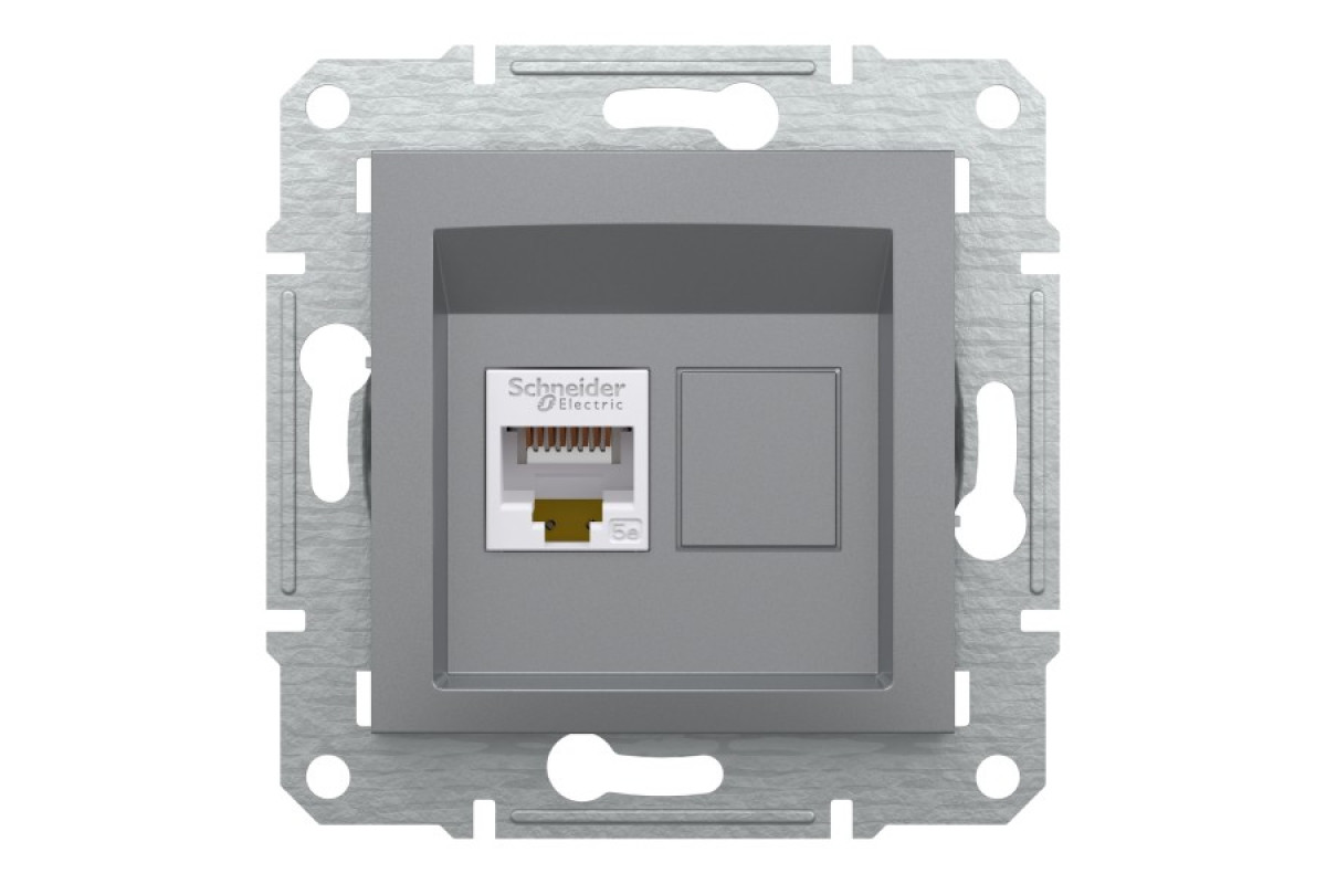 Розетка комп'ютерна RJ45 UTP категорія 5Е Asfora Сталь (EPH4300162)