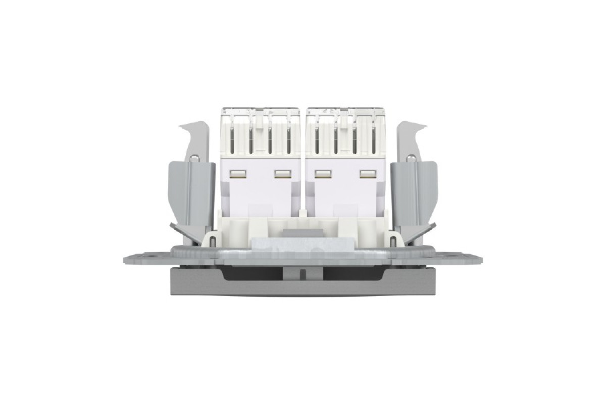 Розетка комп'ютерна RJ45 UTP категорія 5Е подвійна Asfora Алюміній (EPH4400161)