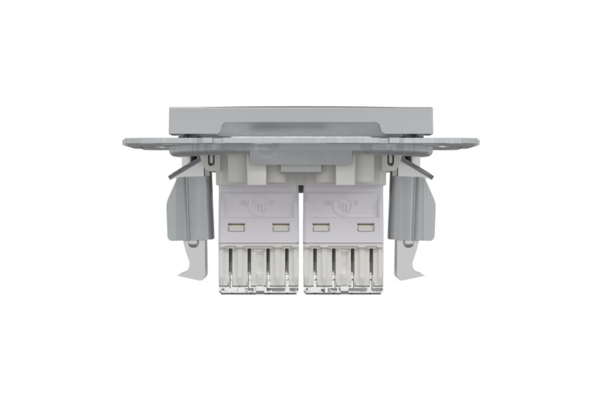 Розетка комп'ютерна RJ45 UTP категорія 5Е подвійна Asfora Алюміній (EPH4400161)