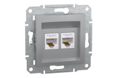 Розетка комп'ютерна RJ45 UTP категорія  5Е подвійна Asfora Алюміній (EPH4400161)