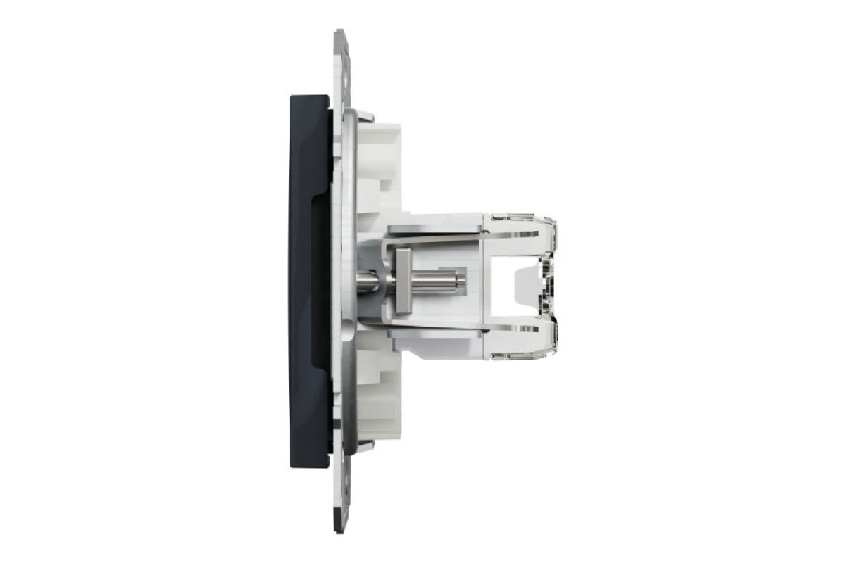 Розетка комп'ютерна RJ45 UTP категорія 5Е подвійна Asfora Антрацит (EPH4400171)