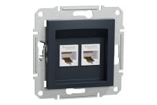 Розетка комп'ютерна RJ45 UTP категорія  5Е подвійна Asfora Антрацит (EPH4400171)