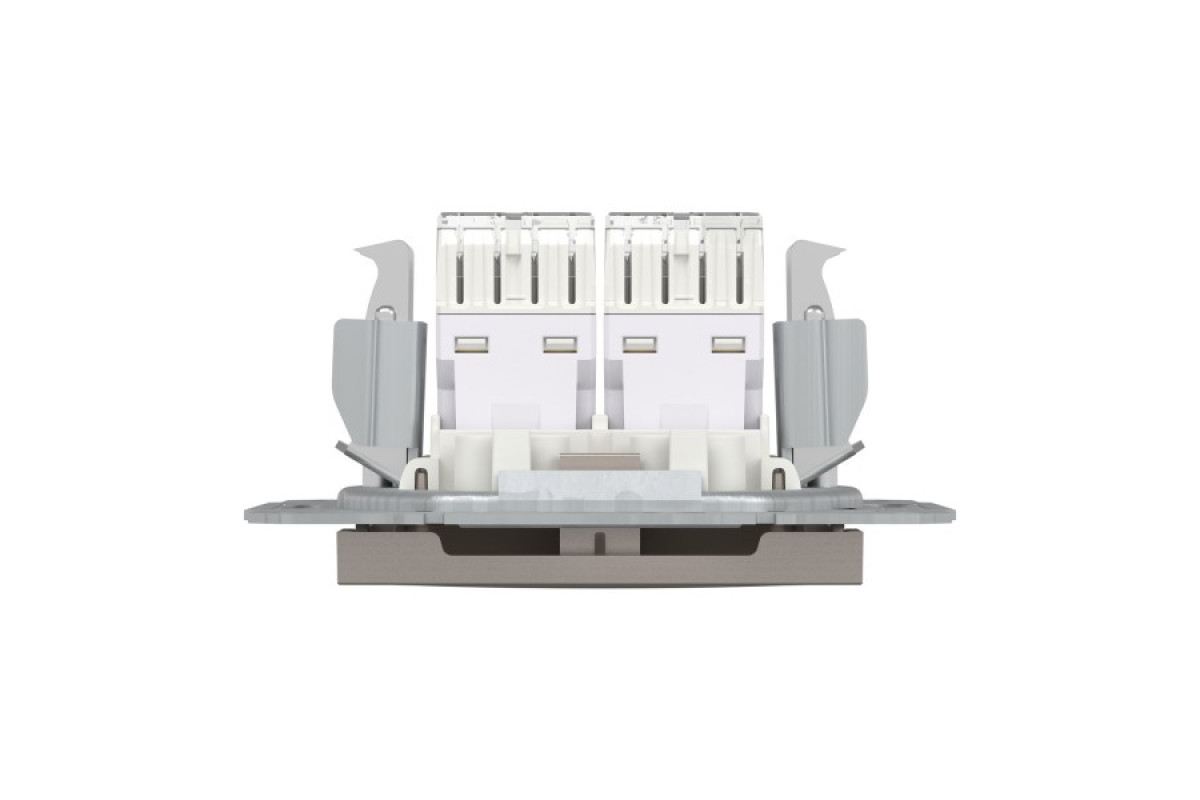 Розетка комп'ютерна RJ45 UTP категорія 5Е подвійна Asfora Бронза (EPH4400169)