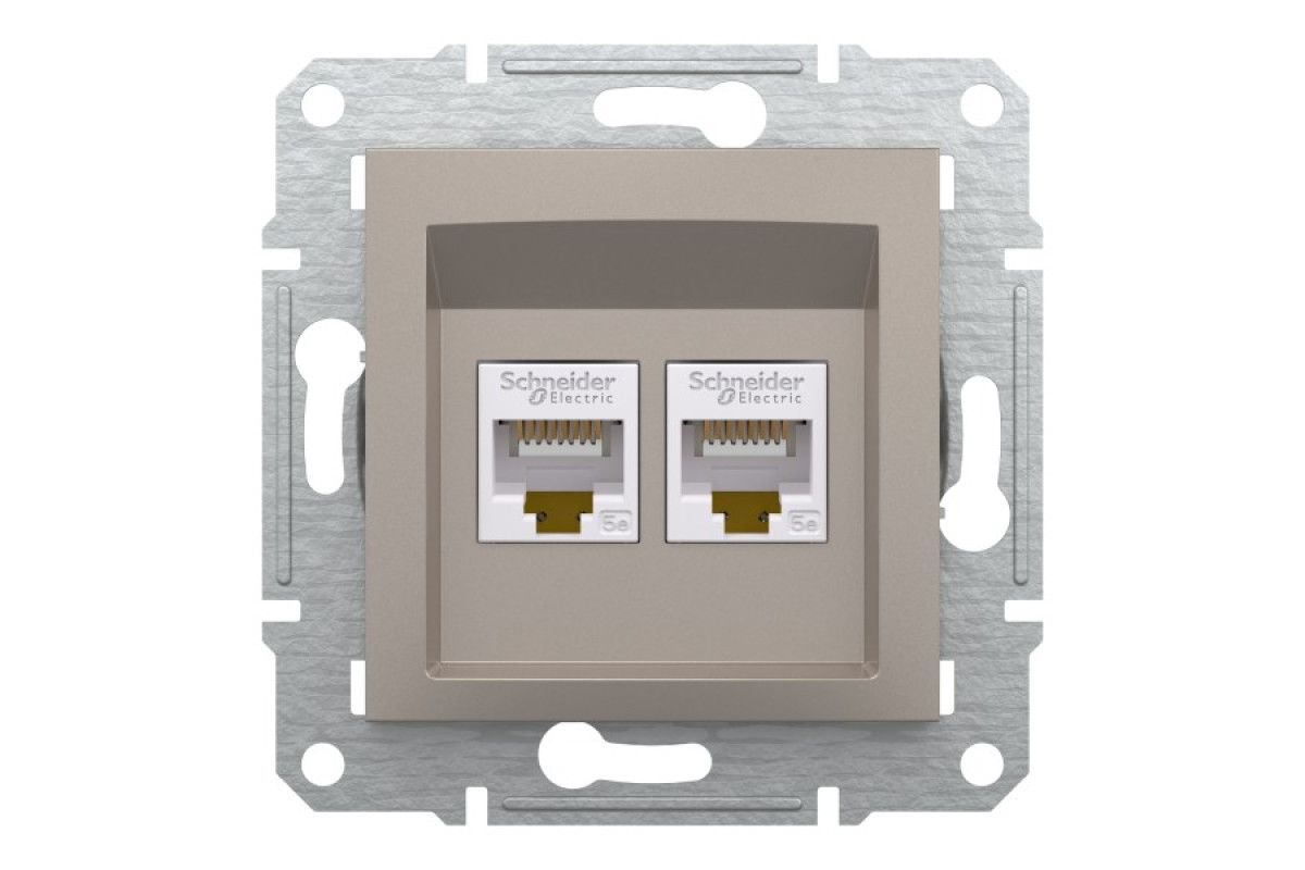 Розетка комп'ютерна RJ45 UTP категорія 5Е подвійна Asfora Бронза (EPH4400169)