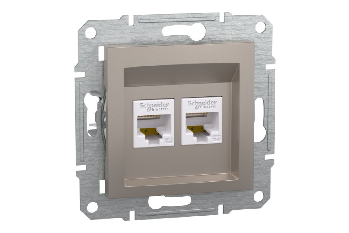 Розетка комп'ютерна RJ45 UTP категорія 5Е подвійна Asfora Бронза (EPH4400169)