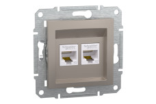 Розетка комп'ютерна RJ45 UTP категорія  5Е подвійна Asfora Бронза (EPH4400169)
