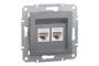 Розетка комп'ютерна RJ45 UTP категорія 5Е подвійна Asfora Сталь (EPH4400162)