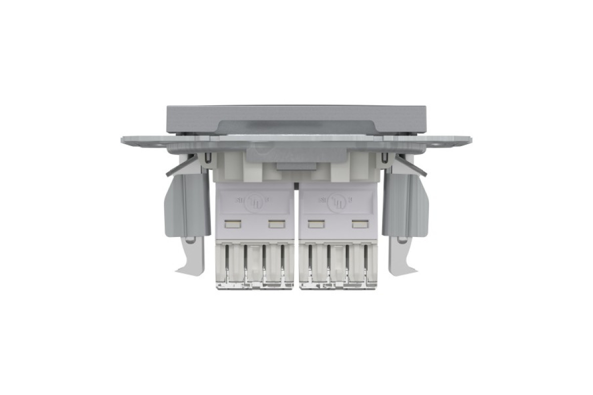 Розетка комп'ютерна RJ45 UTP категорія 5Е подвійна Asfora Сталь (EPH4400162)