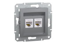 Розетка комп'ютерна RJ45 UTP категорія  5Е подвійна Asfora Сталь (EPH4400162)