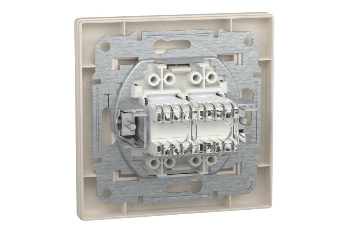Розетка комп'ютерна RJ45 UTP категорія 5Е подвійна Крем Asfora (EPH4400123)