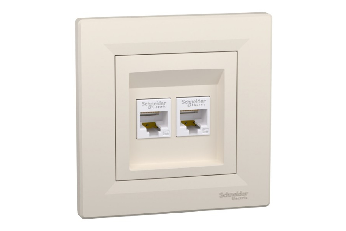 Розетка комп'ютерна RJ45 UTP категорія 5Е подвійна Крем Asfora (EPH4400123)