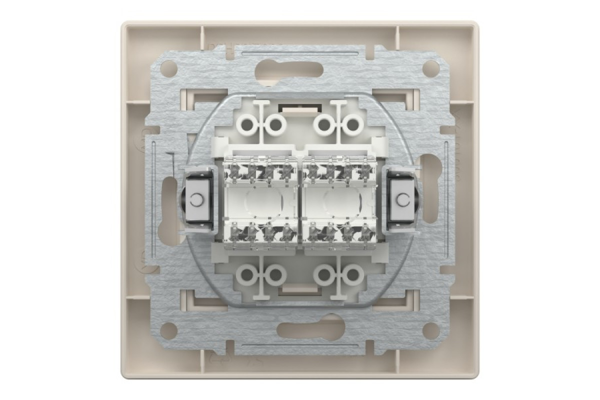 Розетка комп'ютерна RJ45 UTP категорія 6 подвійна Крем Asfora (EPH4800123)