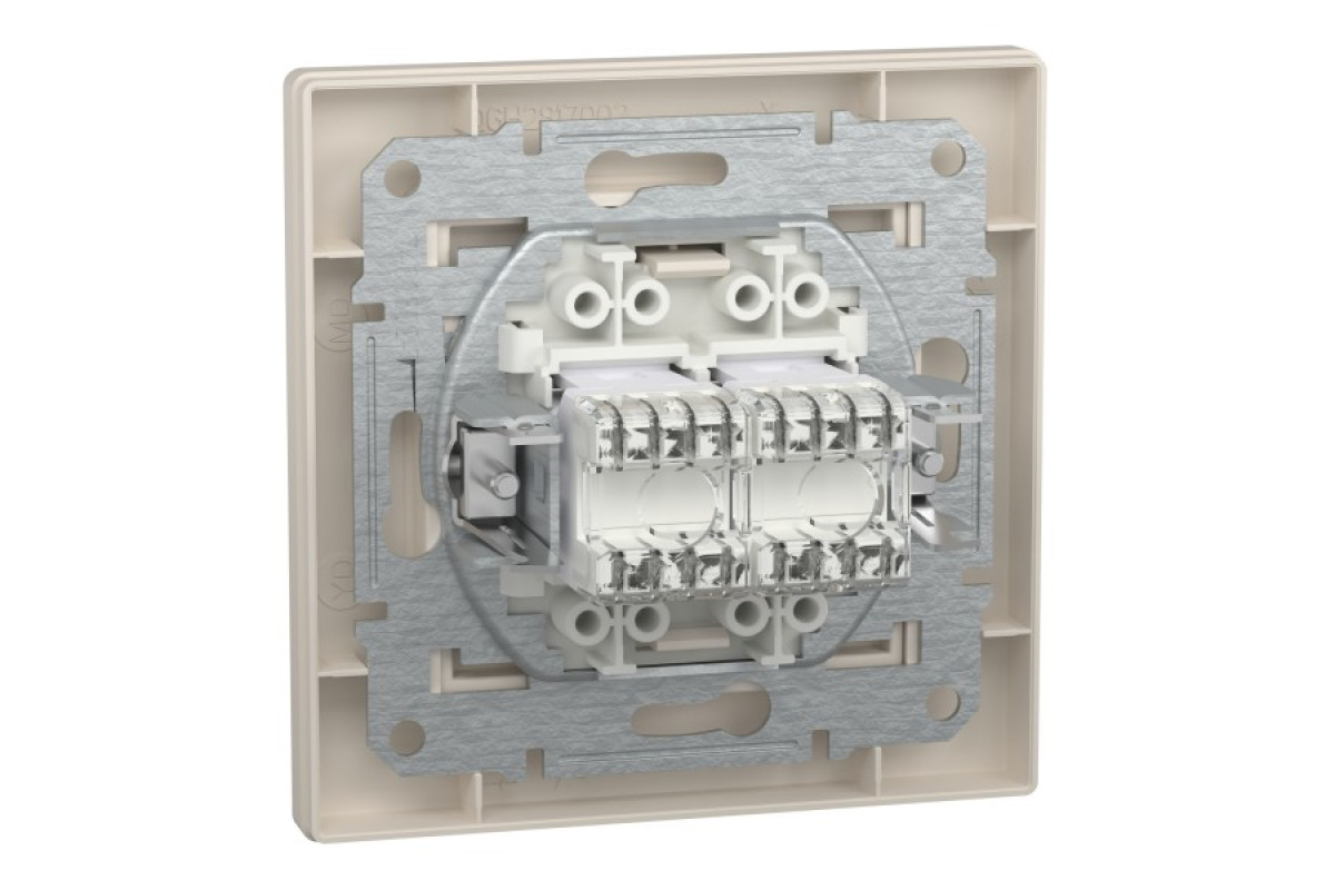 Розетка комп'ютерна RJ45 UTP категорія 6 подвійна Крем Asfora (EPH4800123)