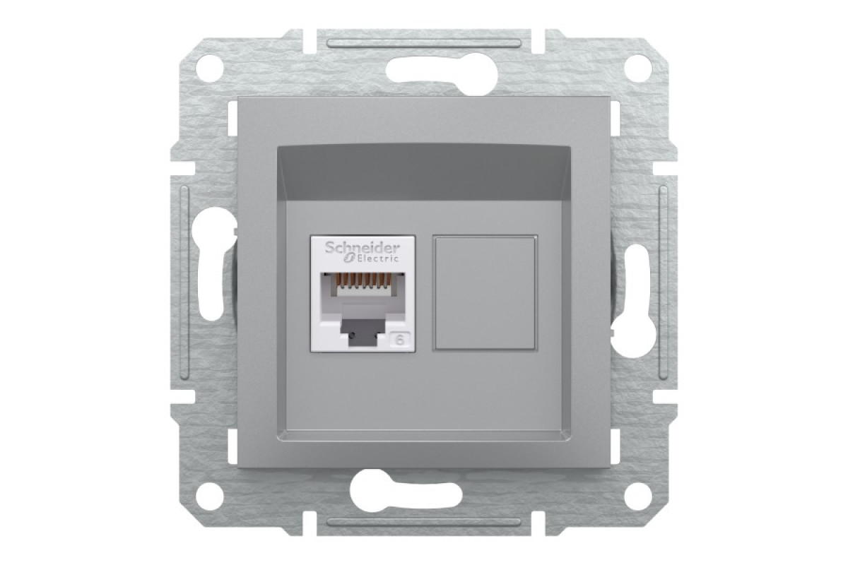 Розетка комп'ютерна RJ45 UTP категорія 6 Asfora Алюміній (EPH4700161)