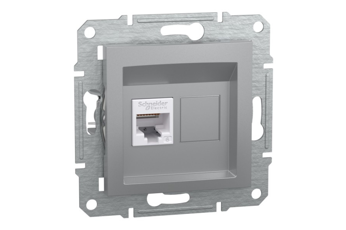 Розетка комп'ютерна RJ45 UTP категорія 6 Asfora Алюміній (EPH4700161)