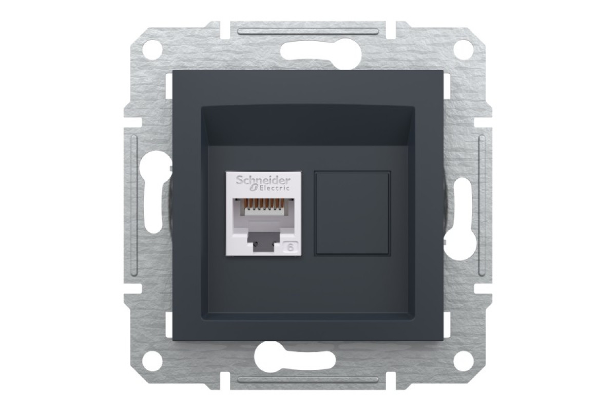 Розетка комп'ютерна RJ45 UTP категорія 6 Asfora Антрацит (EPH4700171)