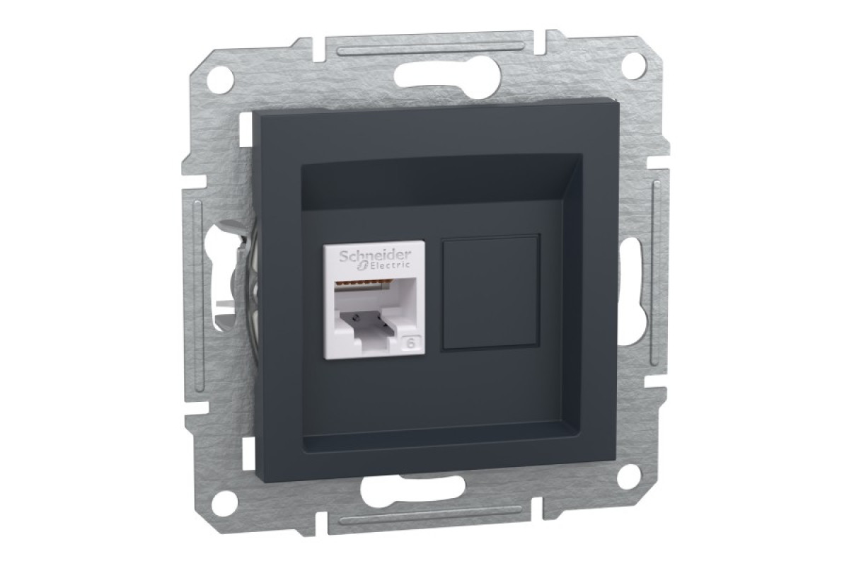 Розетка комп'ютерна RJ45 UTP категорія 6 Asfora Антрацит (EPH4700171)