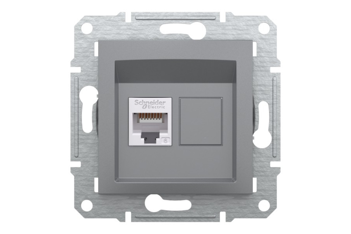 Розетка комп'ютерна RJ45 UTP категорія 6 Asfora Сталь (EPH4700162)