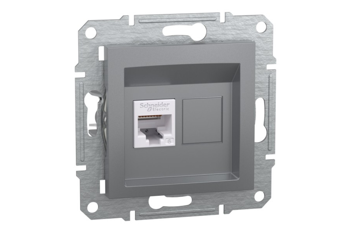 Розетка комп'ютерна RJ45 UTP категорія 6 Asfora Сталь (EPH4700162)