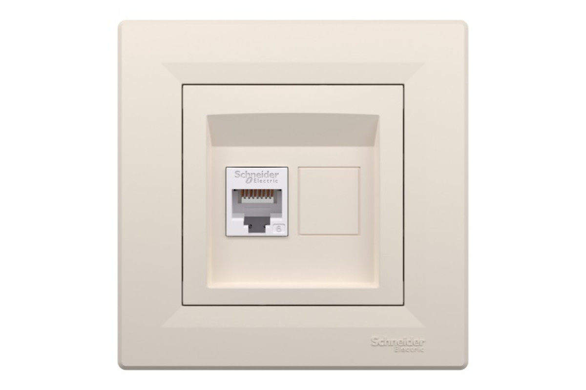 Розетка комп'ютерна RJ45 UTP категорія 6 Крем Asfora (EPH4700123)