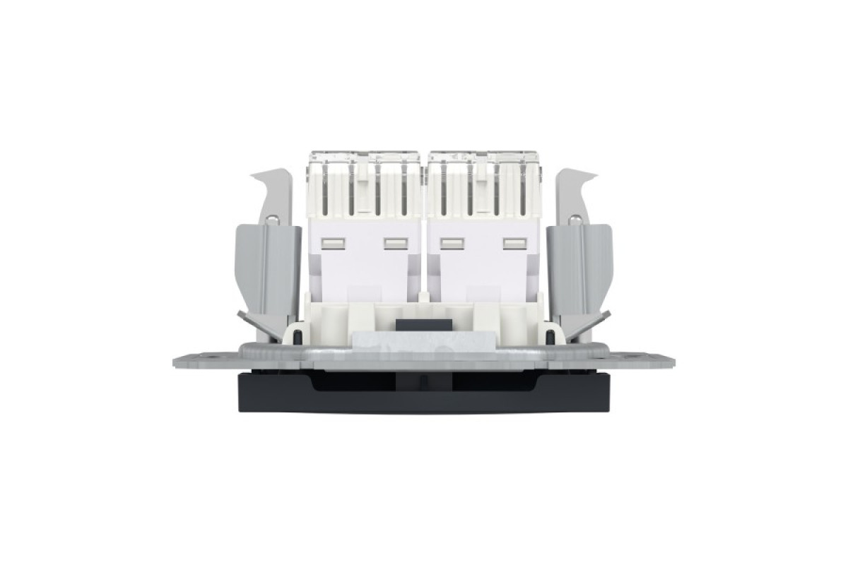 Розетка комп'ютерна RJ45 UTP категорія 6 подвійна Asfora Антрацит (EPH4800171)