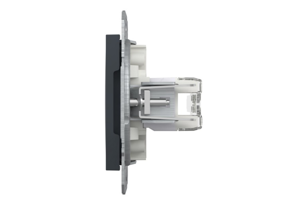 Розетка комп'ютерна RJ45 UTP категорія 6 подвійна Asfora Антрацит (EPH4800171)