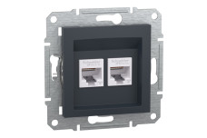 Розетка комп'ютерна RJ45 UTP категорія 6 подвійна Asfora Антрацит (EPH4800171)