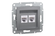 Розетка комп'ютерна RJ45 UTP категорія 6 подвійна Asfora Сталь (EPH4800162)