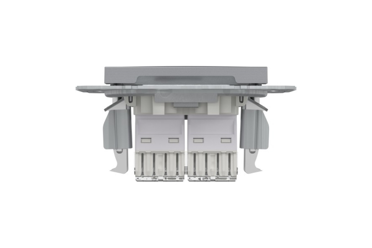 Розетка комп'ютерна RJ45 UTP категорія 6 подвійна Asfora Сталь (EPH4800162)