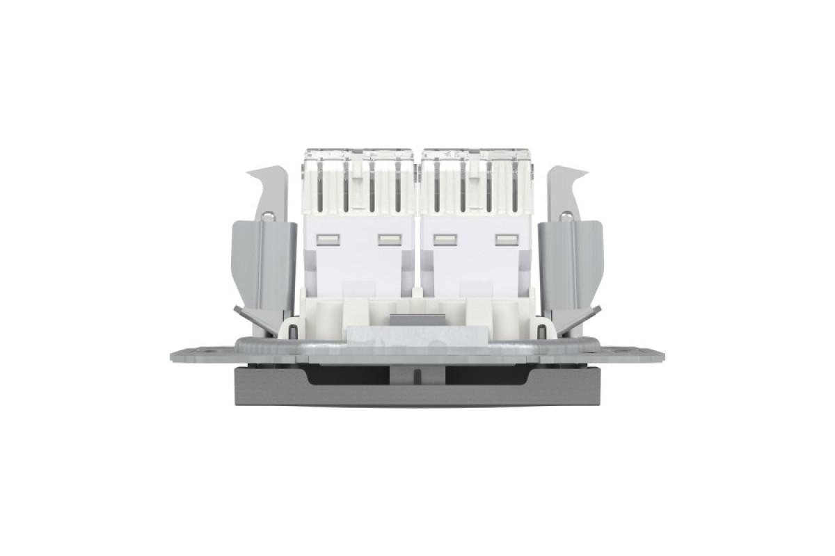 Розетка комп'ютерна RJ45 UTP категорія 6 подвійна Asfora Сталь (EPH4800162)