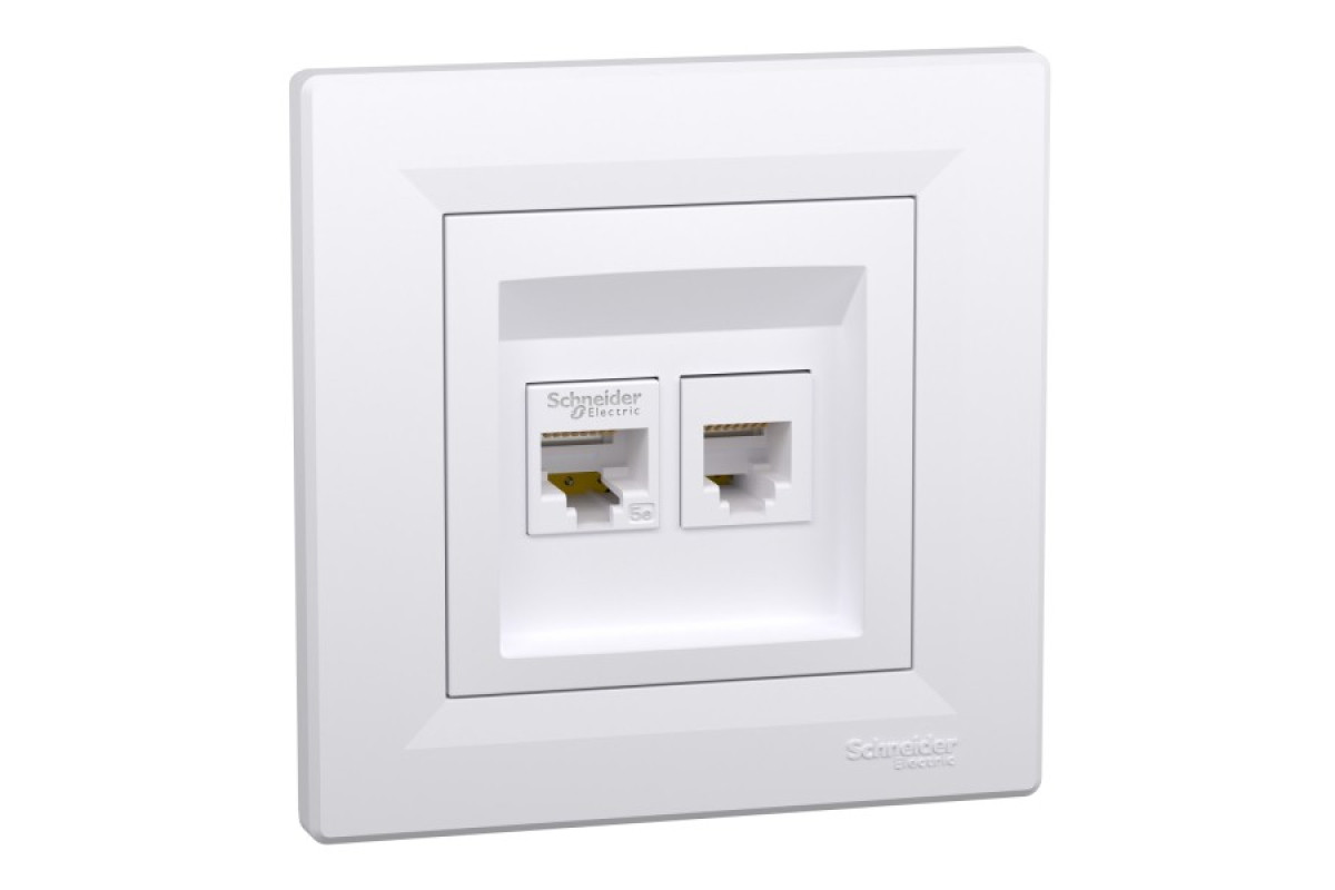 Розетка комп'ютерна RJ45 категорія 5Е І ТЕЛЕФОННА Розетка RJ12 Біла Asfora (EPH4900121)